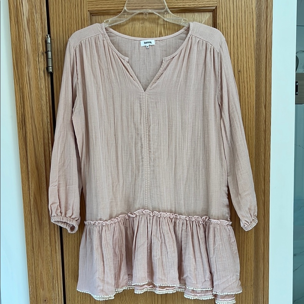 Kensie NEW Blush V-Neck adorable long sleeves Top